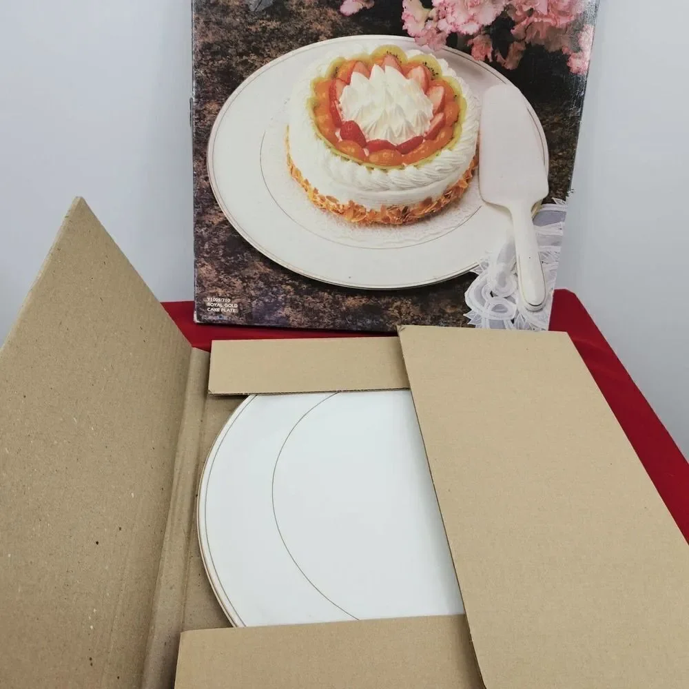 Christopher Stuart Cake Platter w/Server Royal Gold Bone China Cookie Plate